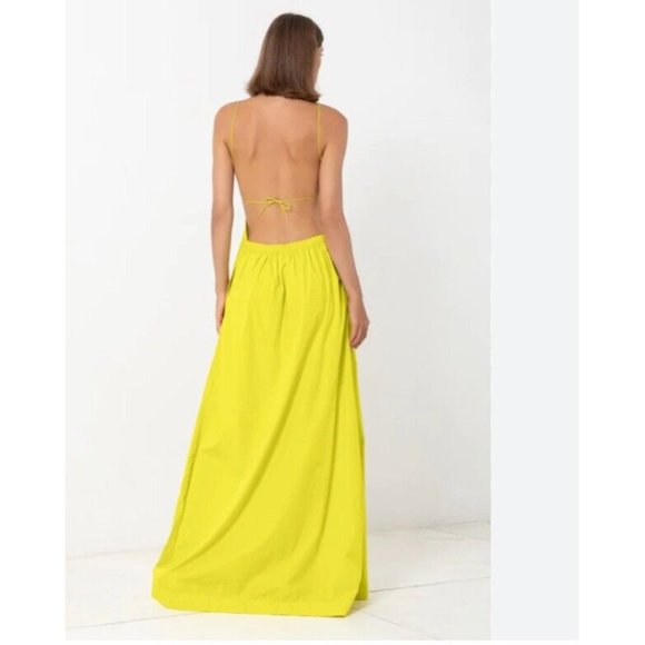 SWF Cut Out A Line Maxi Dress Limone Yellow - Picture 2 of 5